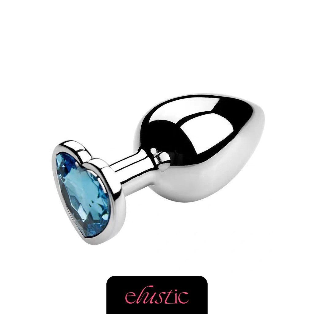 Aluminum Alloy Butt Plug Anal Plug with Heart Shape Crystal Base - Elustic - 6