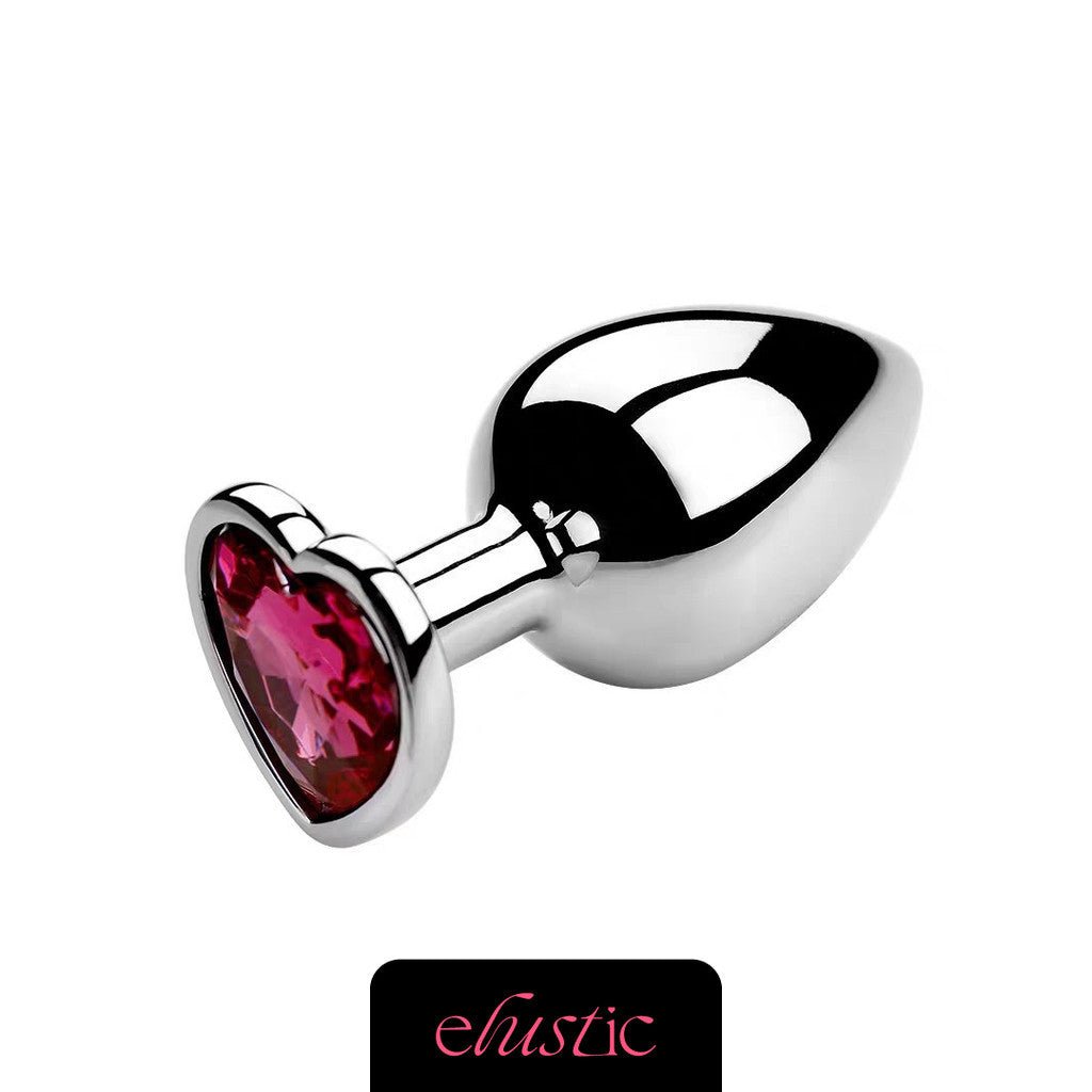 Aluminum Alloy Butt Plug Anal Plug with Heart Shape Crystal Base - Elustic - 9