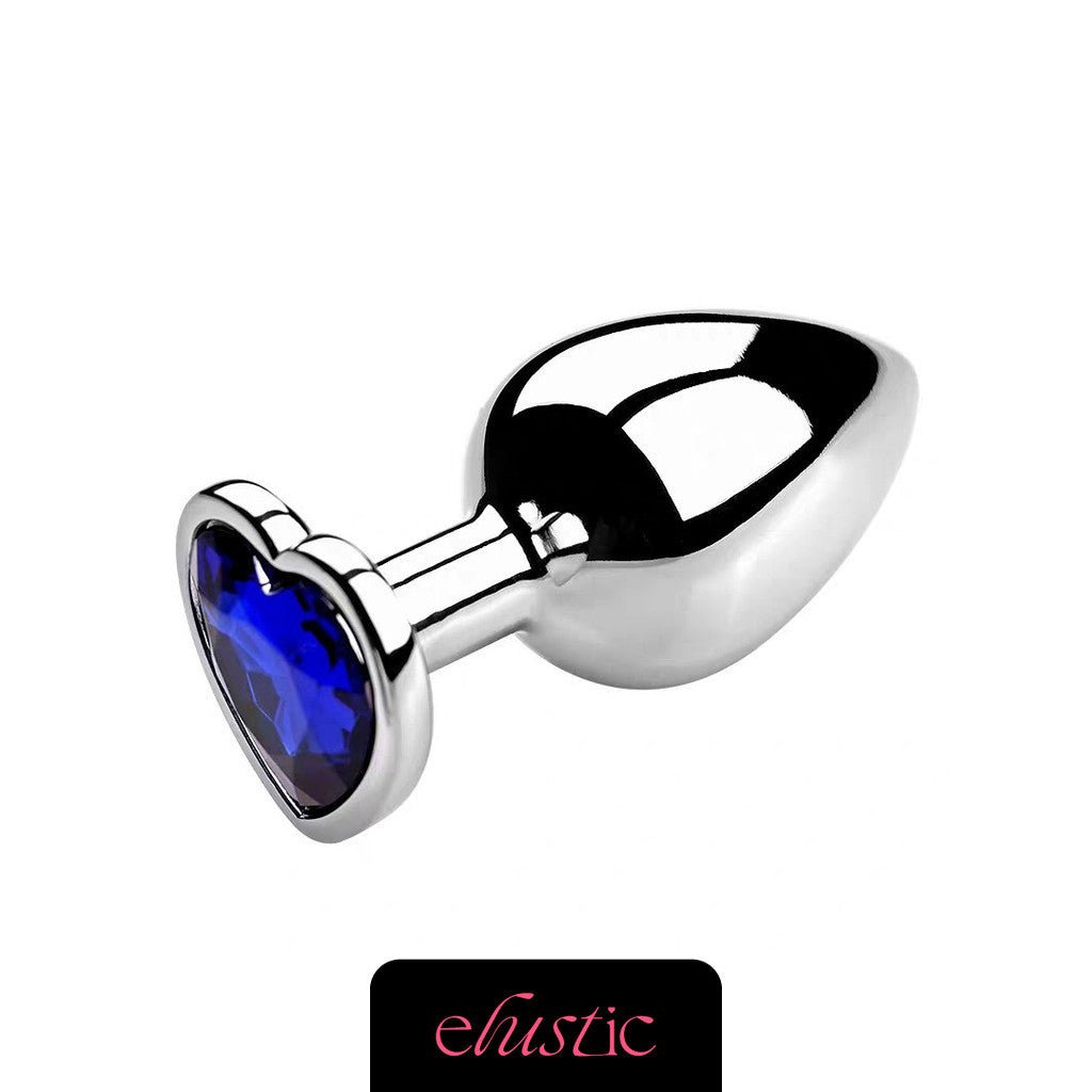 Aluminum Alloy Butt Plug Anal Plug with Heart Shape Crystal Base - Elustic - 7