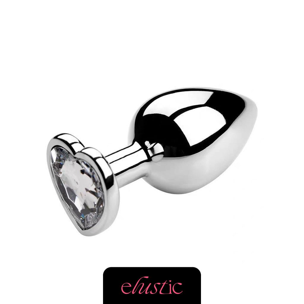 Aluminum Alloy Butt Plug Anal Plug with Heart Shape Crystal Base - Elustic - 4