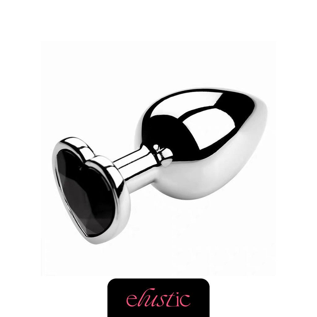 Aluminum Alloy Butt Plug Anal Plug with Heart Shape Crystal Base - Elustic - 3