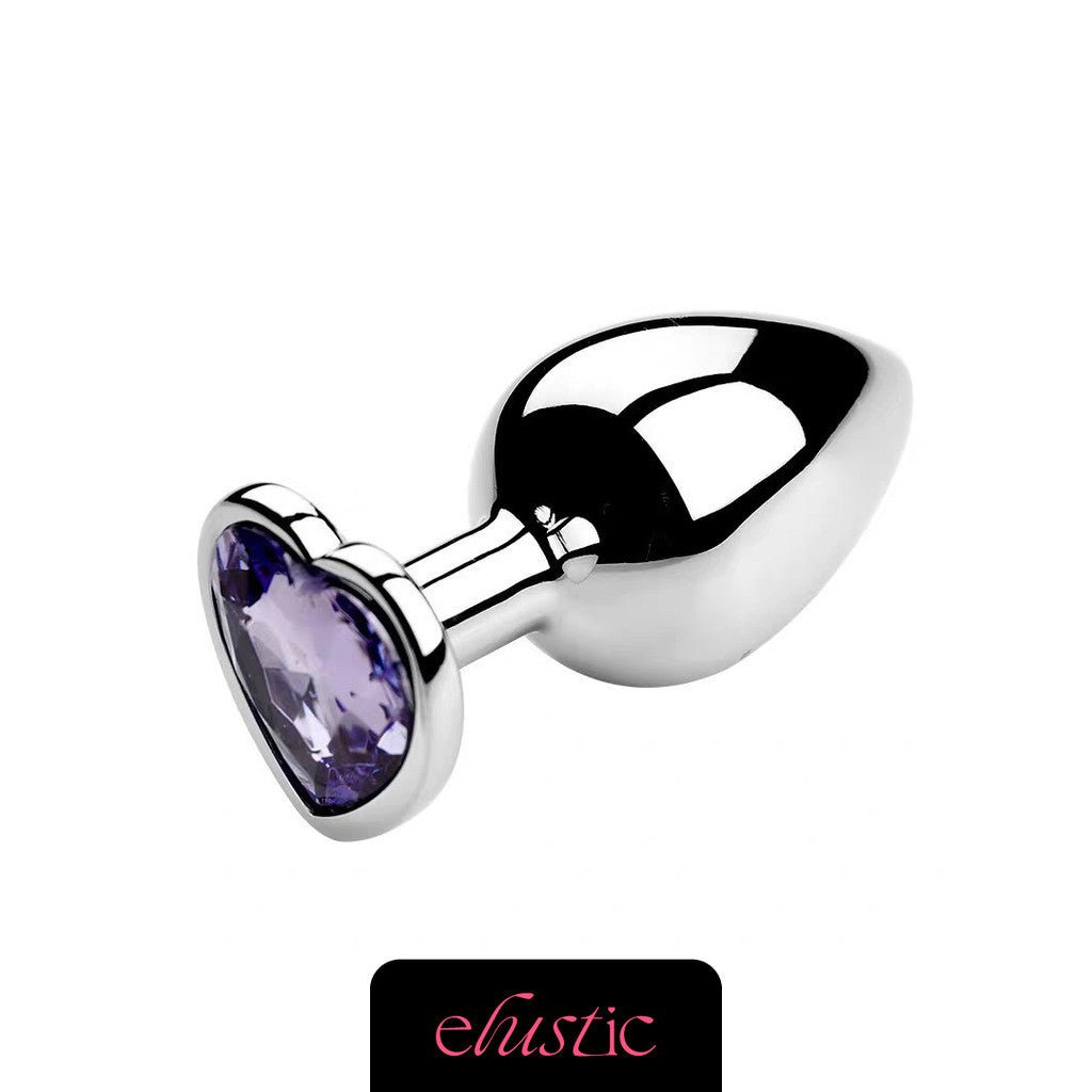 Aluminum Alloy Butt Plug Anal Plug with Heart Shape Crystal Base - Elustic - 2