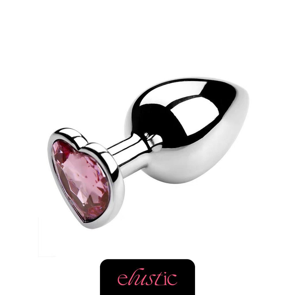 Aluminum Alloy Butt Plug Anal Plug with Heart Shape Crystal Base - Elustic - 8