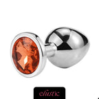 Aluminum Alloy Butt Plug Anal Plug with Oval Shape Crystal Base - Elustic - 5