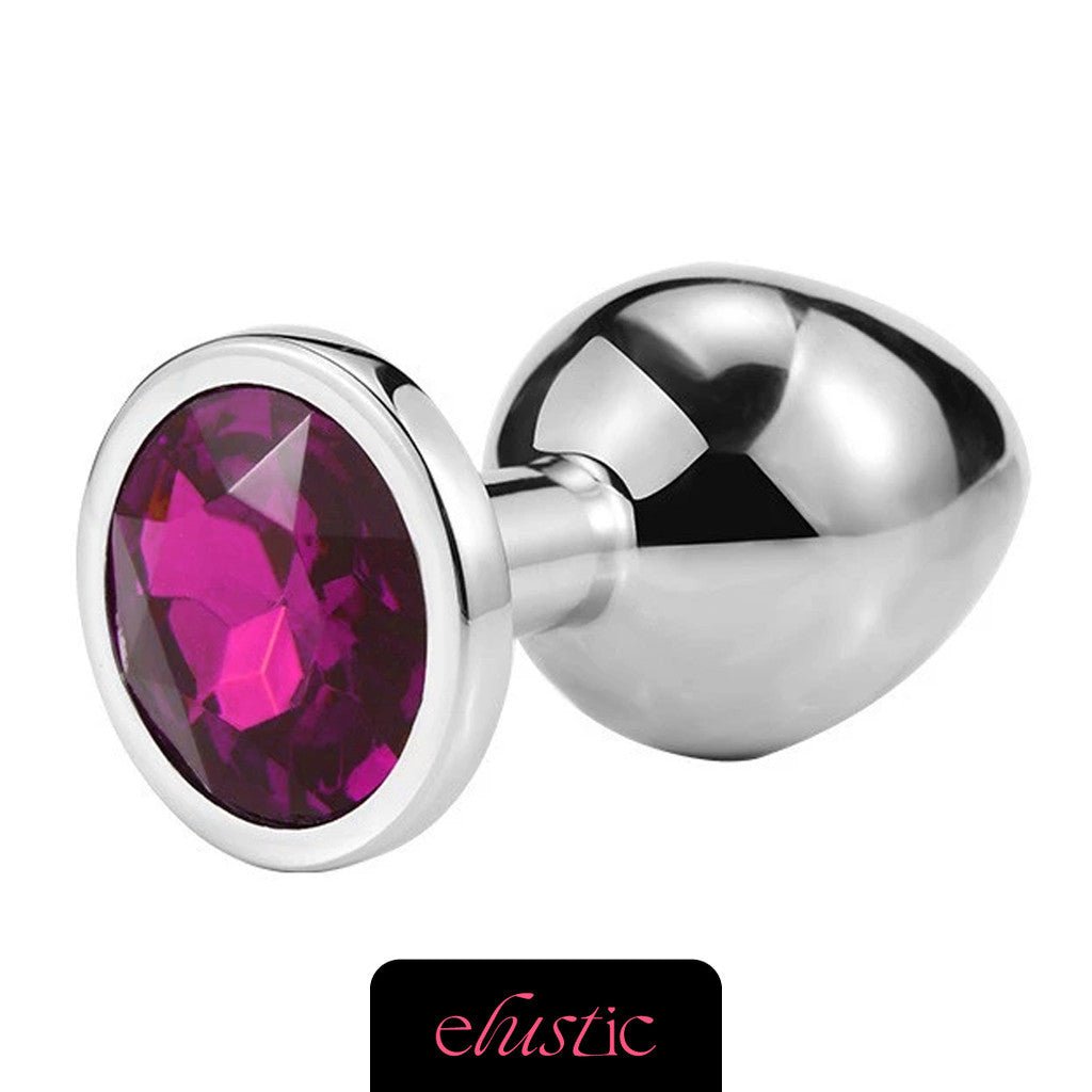 Aluminum Alloy Butt Plug Anal Plug with Oval Shape Crystal Base - Elustic - 13
