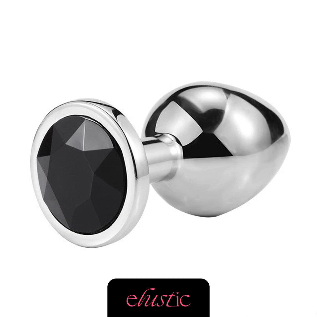 Aluminum Alloy Butt Plug Anal Plug with Oval Shape Crystal Base - Elustic - 3