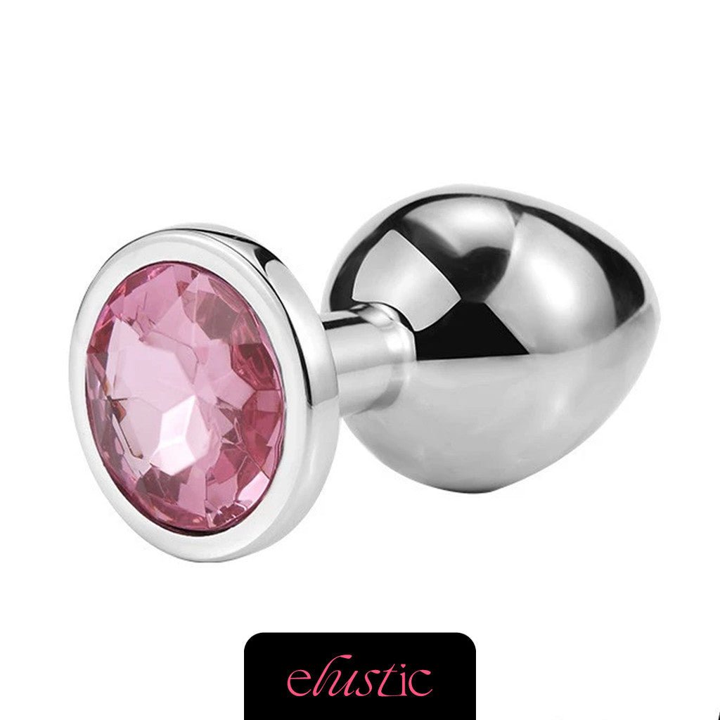 Aluminum Alloy Butt Plug Anal Plug with Oval Shape Crystal Base - Elustic - 11