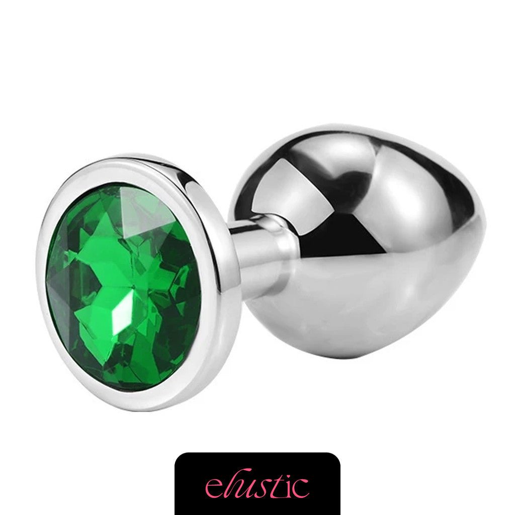 Aluminum Alloy Butt Plug Anal Plug with Oval Shape Crystal Base - Elustic - 10