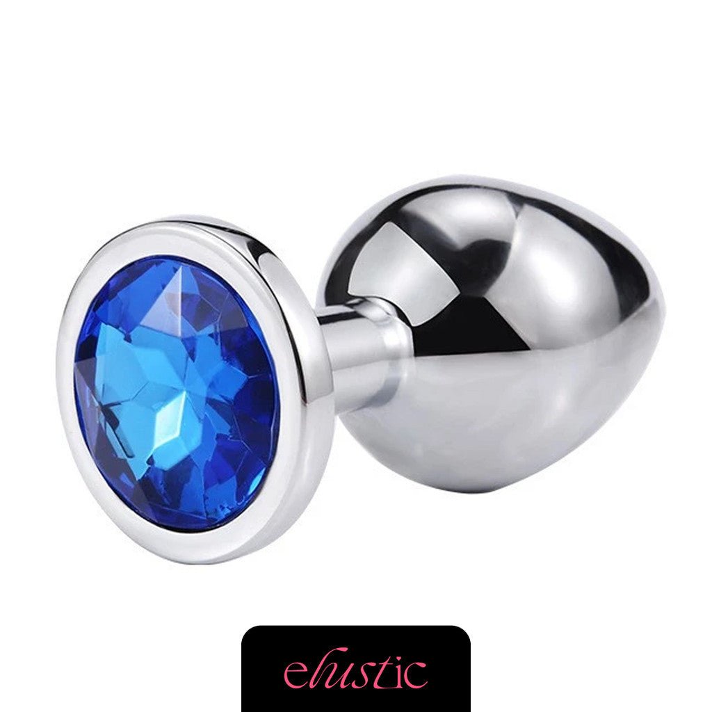 Aluminum Alloy Butt Plug Anal Plug with Oval Shape Crystal Base - Elustic - 7