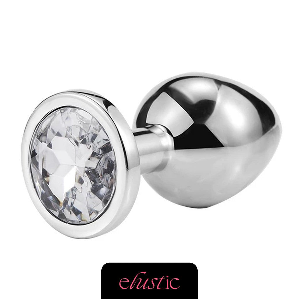 Aluminum Alloy Butt Plug Anal Plug with Oval Shape Crystal Base - Elustic - 4