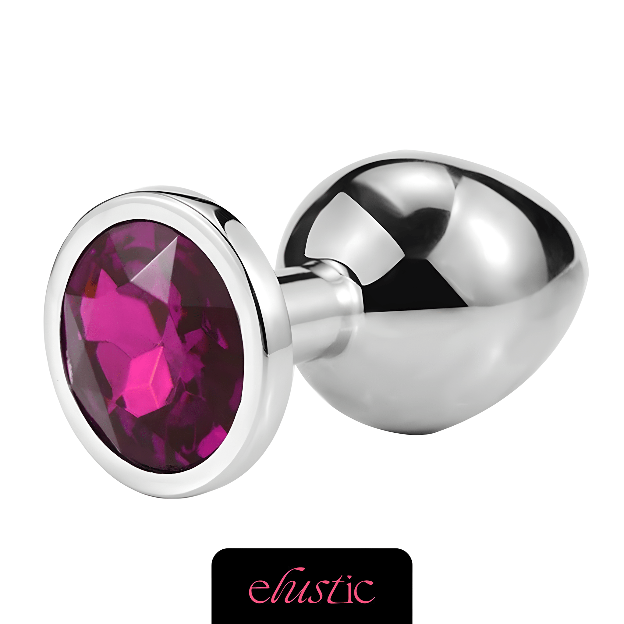 Aluminum Alloy Butt Plug Anal Plug with Oval Shape Crystal Base - Elustic - 1