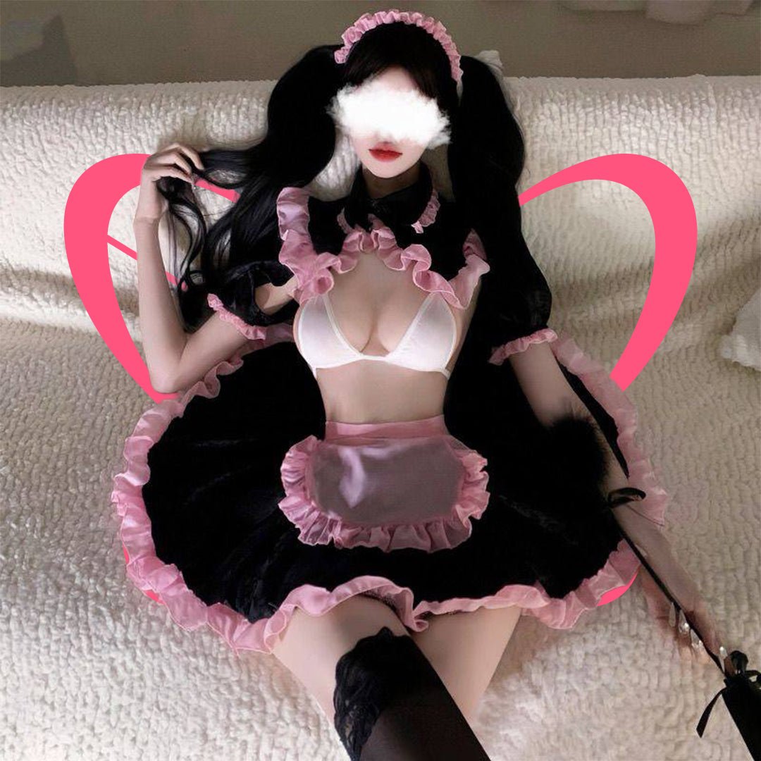 Angelica Pink French Maid Outfit - Elustic - 3