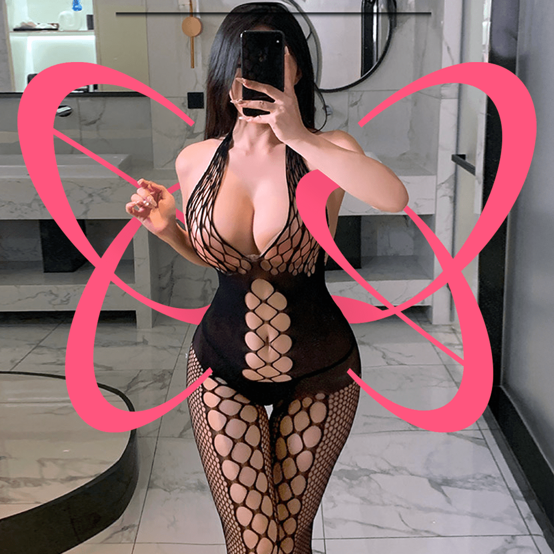 Black Cutout Fishnet Bodysuit - Elustic - 1