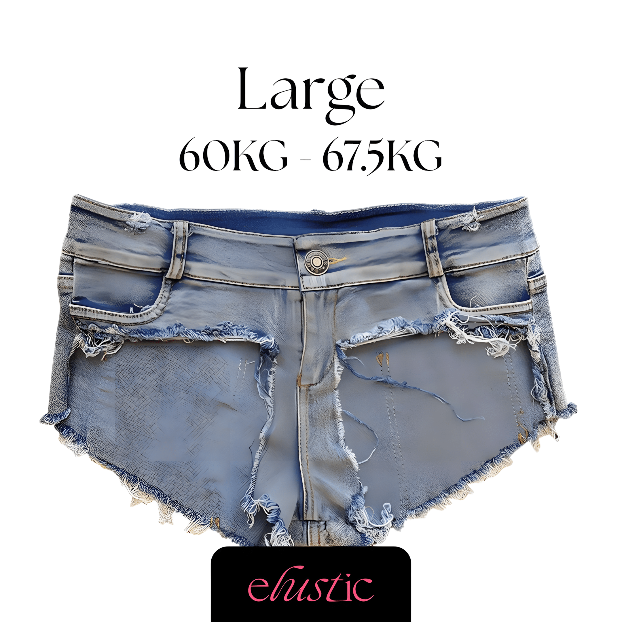 Blue Low Waist Denim Shorts - Elustic - 5