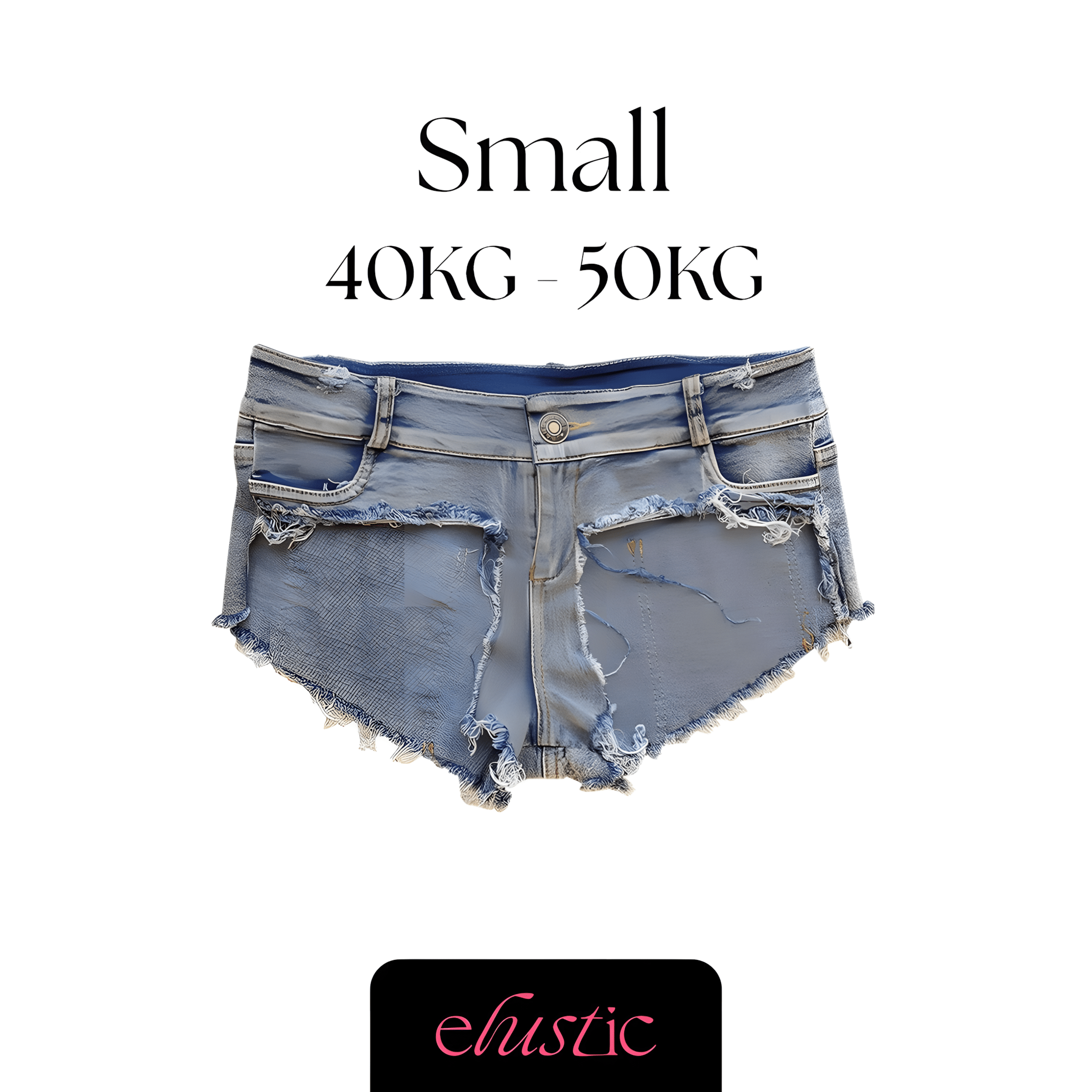 Blue Low Waist Denim Shorts - Elustic - 3