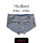 Blue Low Waist Denim Shorts - Elustic - 4
