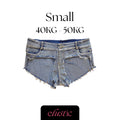 Blue Low Waist Denim Shorts - Elustic - 3