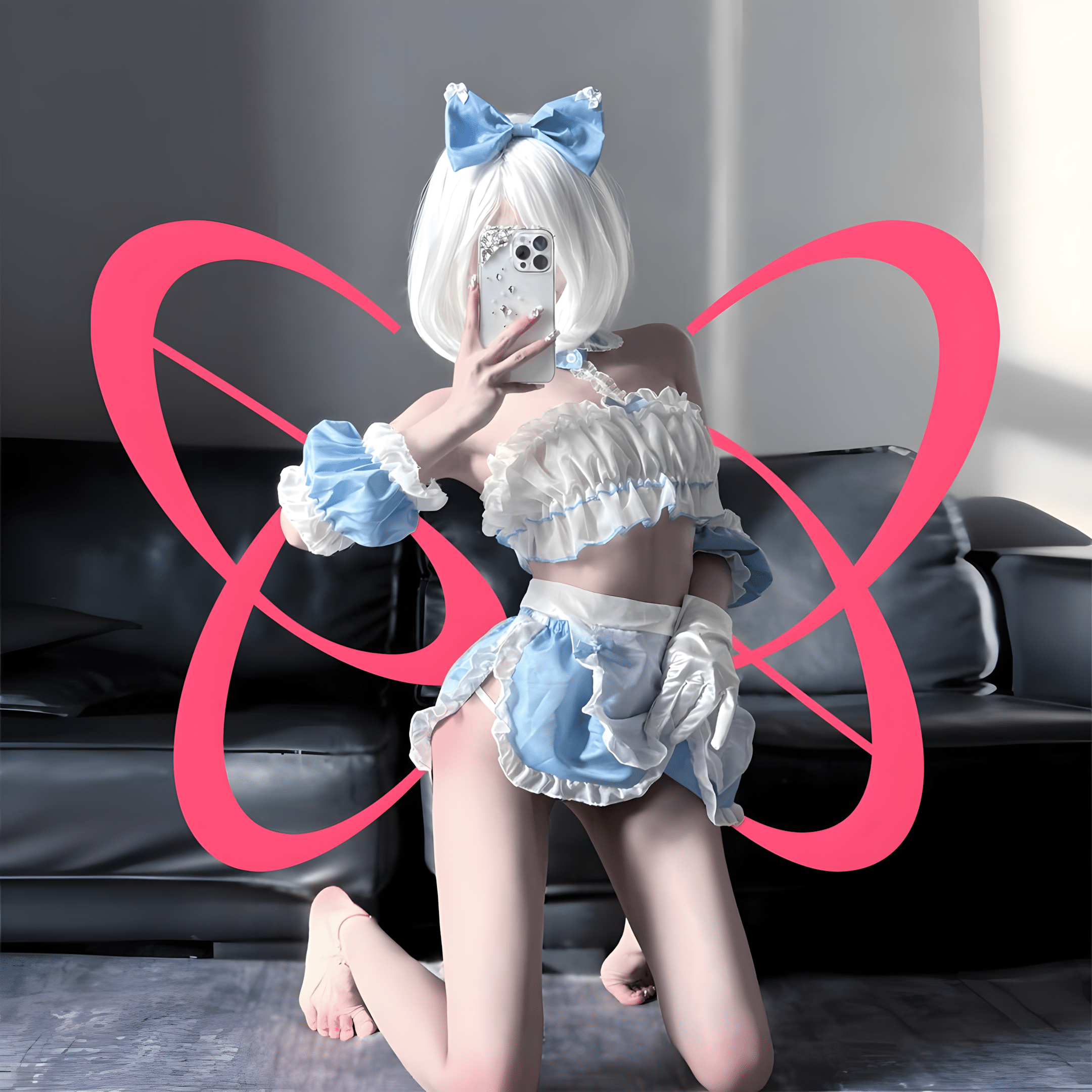 Bratty Blue Lolita Maid with Lace Trim Outfit - Elustic - 2