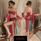 Crimson Silk Goddess Lingerie Set - Elustic - 2