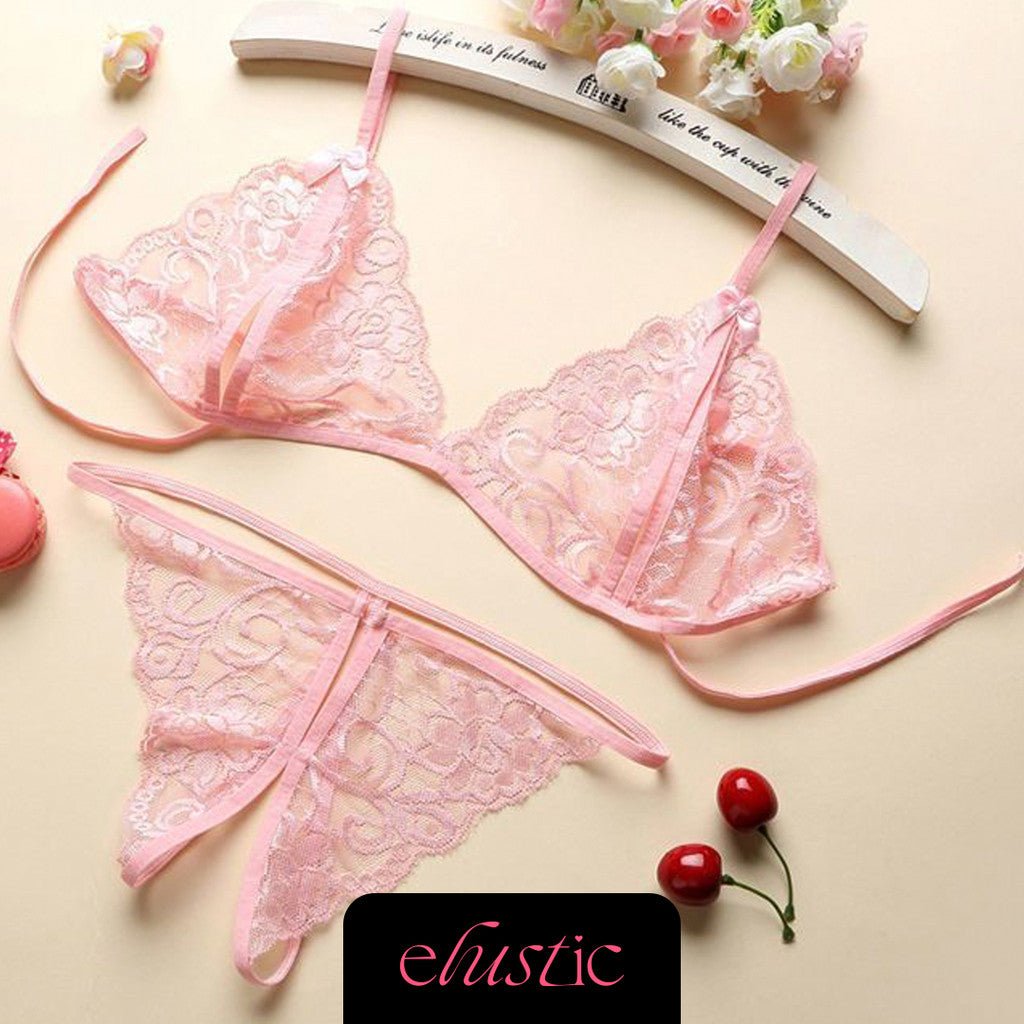 Crotchless Lingerie Set - Elustic - 4