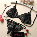 Crotchless Lingerie Set - Elustic - 1