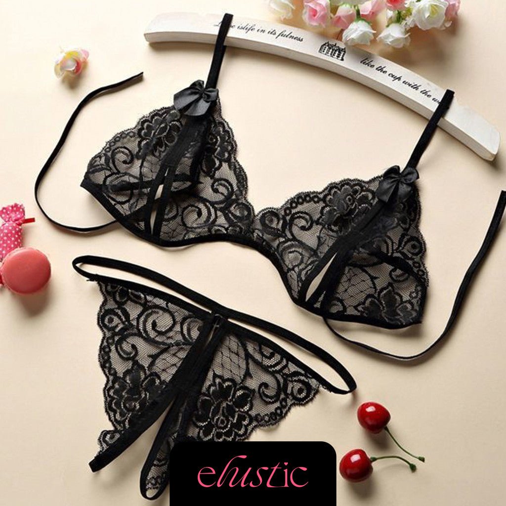 Crotchless Lingerie Set - Elustic - 1