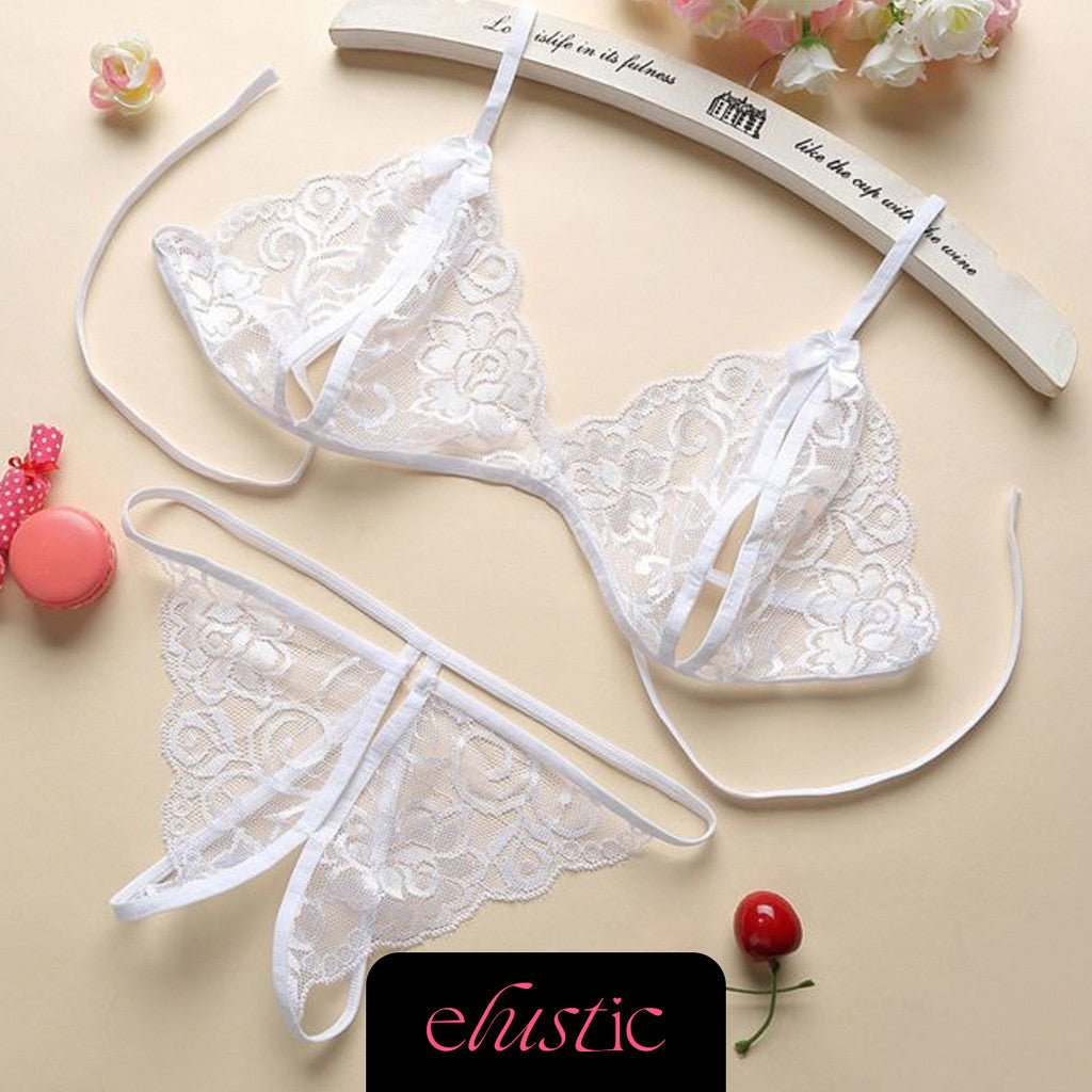 Crotchless Lingerie Set - Elustic - 5