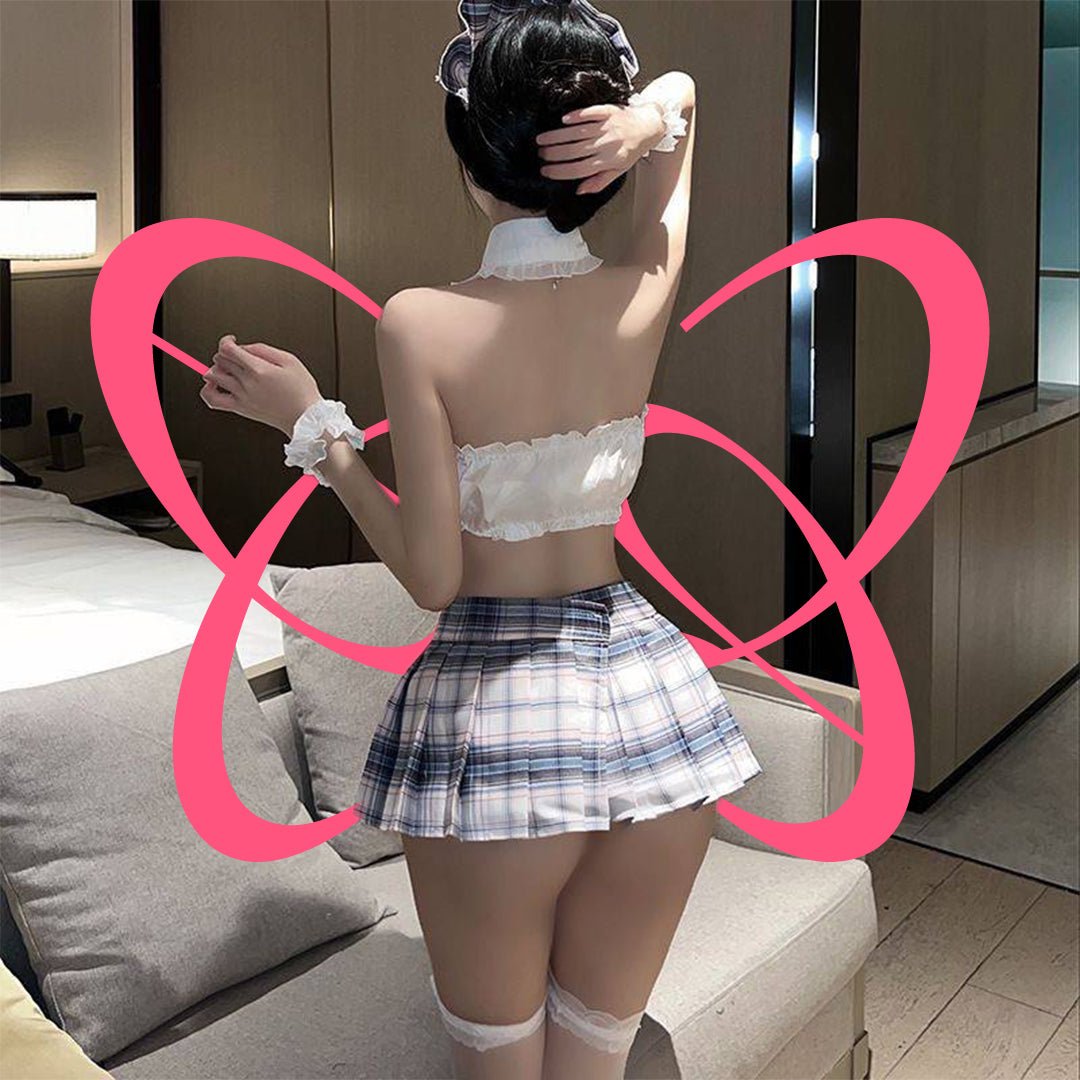 Cute Flirty Plaid Maid Outfit - Elustic - 2