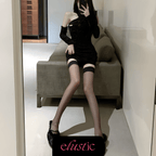 Knee Length with Mock Garter Band Stockings - Elustic - 1