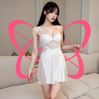 Lace Inspired Satin Slip Nightgown - Elustic - 3