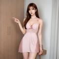 Lace Inspired Satin Slip Nightgown - Elustic - 3