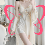 Lace Silk Flowery Night Gown with Shawl - Elustic - 3
