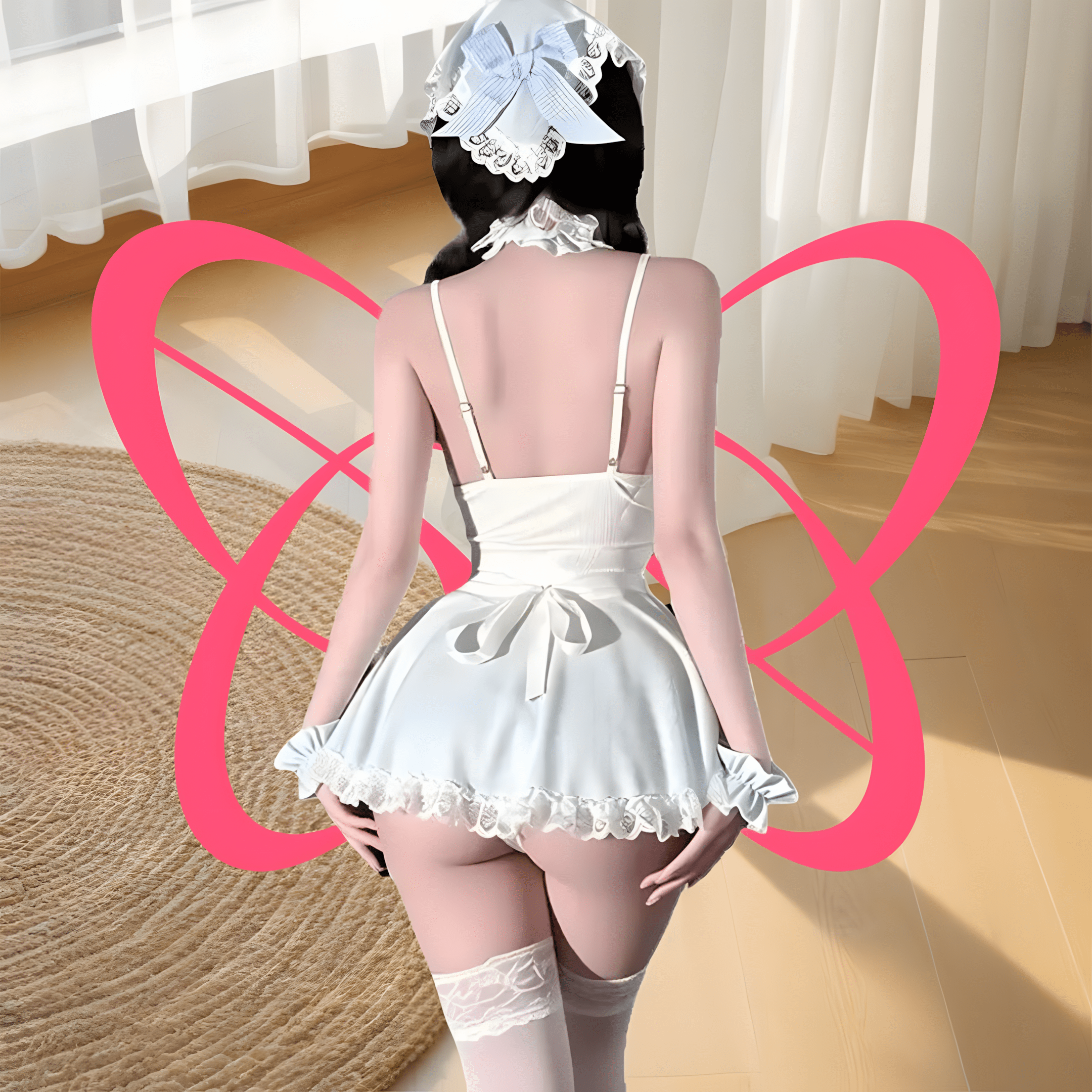 Lace-Trimmed Halter Dress Sweet Girl Next Door Outfit - Elustic - 3