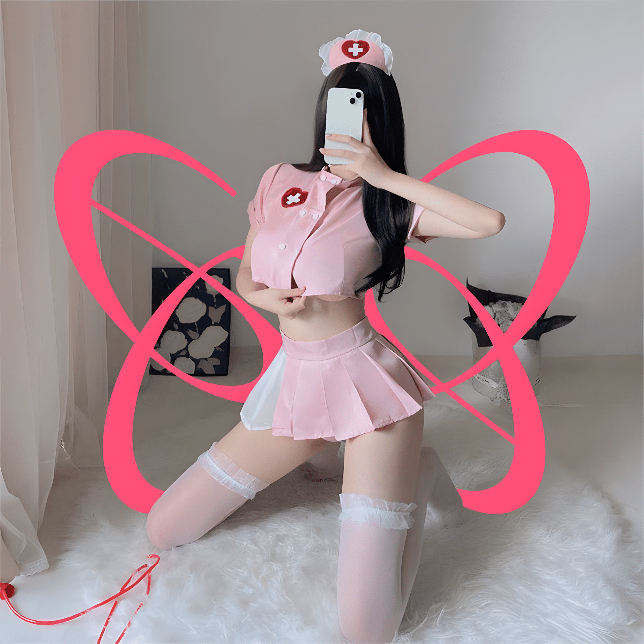 Pink Playful Nurse Outfit - Elustic - 1