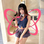 Plaid Schoolgirl Lingerie Set with Cropped Vest Top, Mini Skirt & Tie - Elustic - 1
