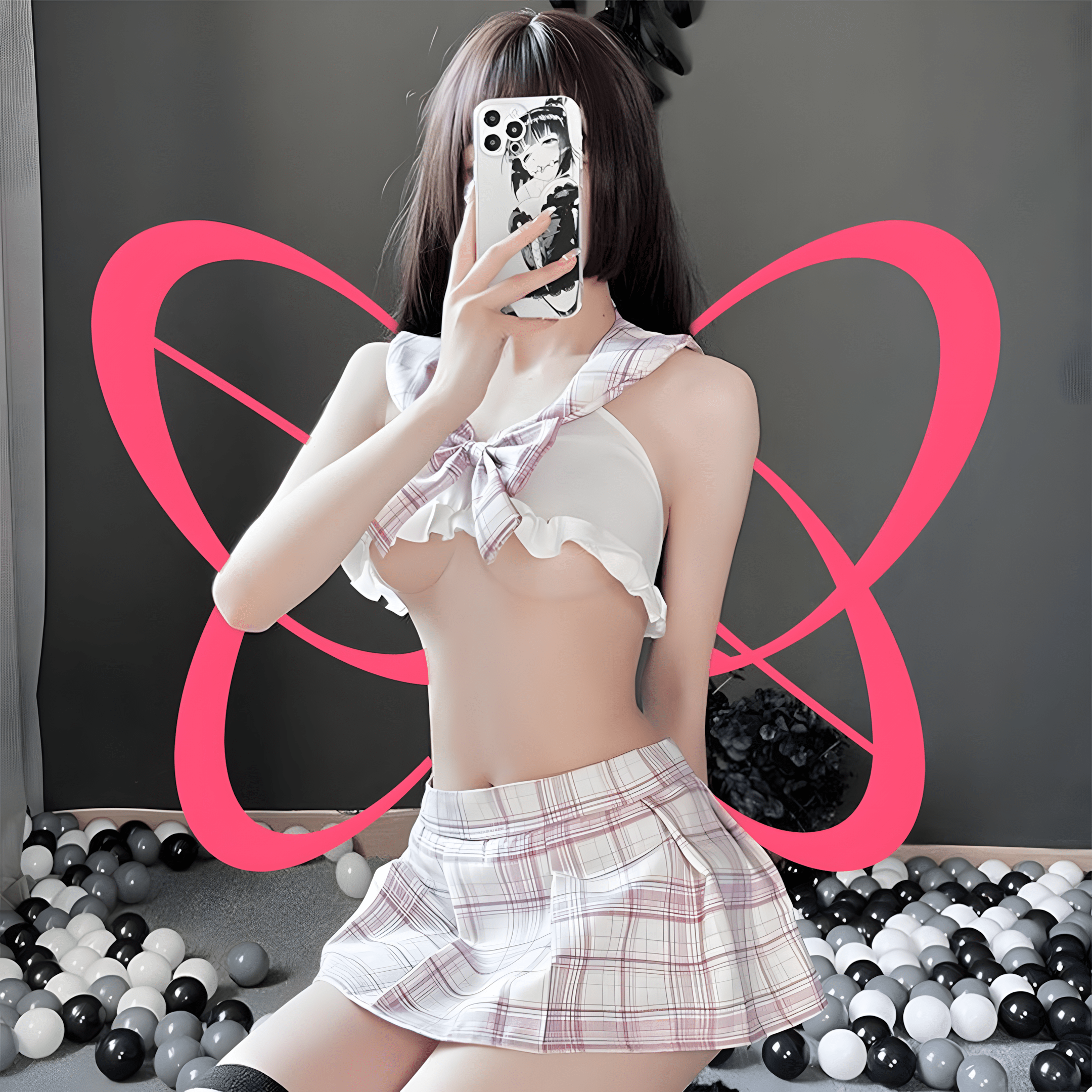 Plaid Sleeveless School Girl Outfit - Elustic - 6