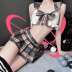 Plaid Sleeveless School Girl Outfit - Elustic - 2