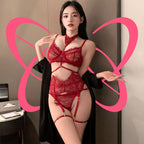 Seductive Lace Full Body Lingerie Set - Elustic - 1