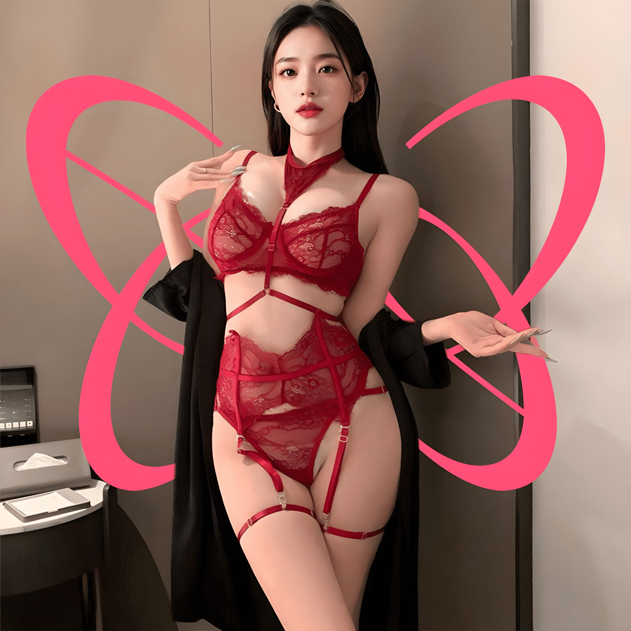 Seductive Lace Full Body Lingerie Set - Elustic - 1