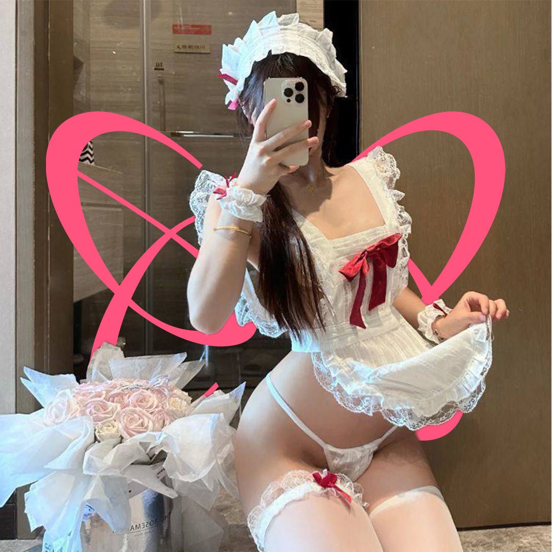 Sexy Tempting Lace Apron Maid Uniform - Elustic - 2