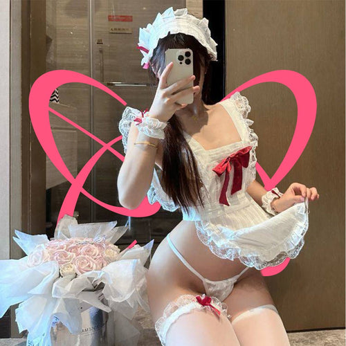 Sexy Tempting Lace Apron Maid Uniform - Elustic - 2