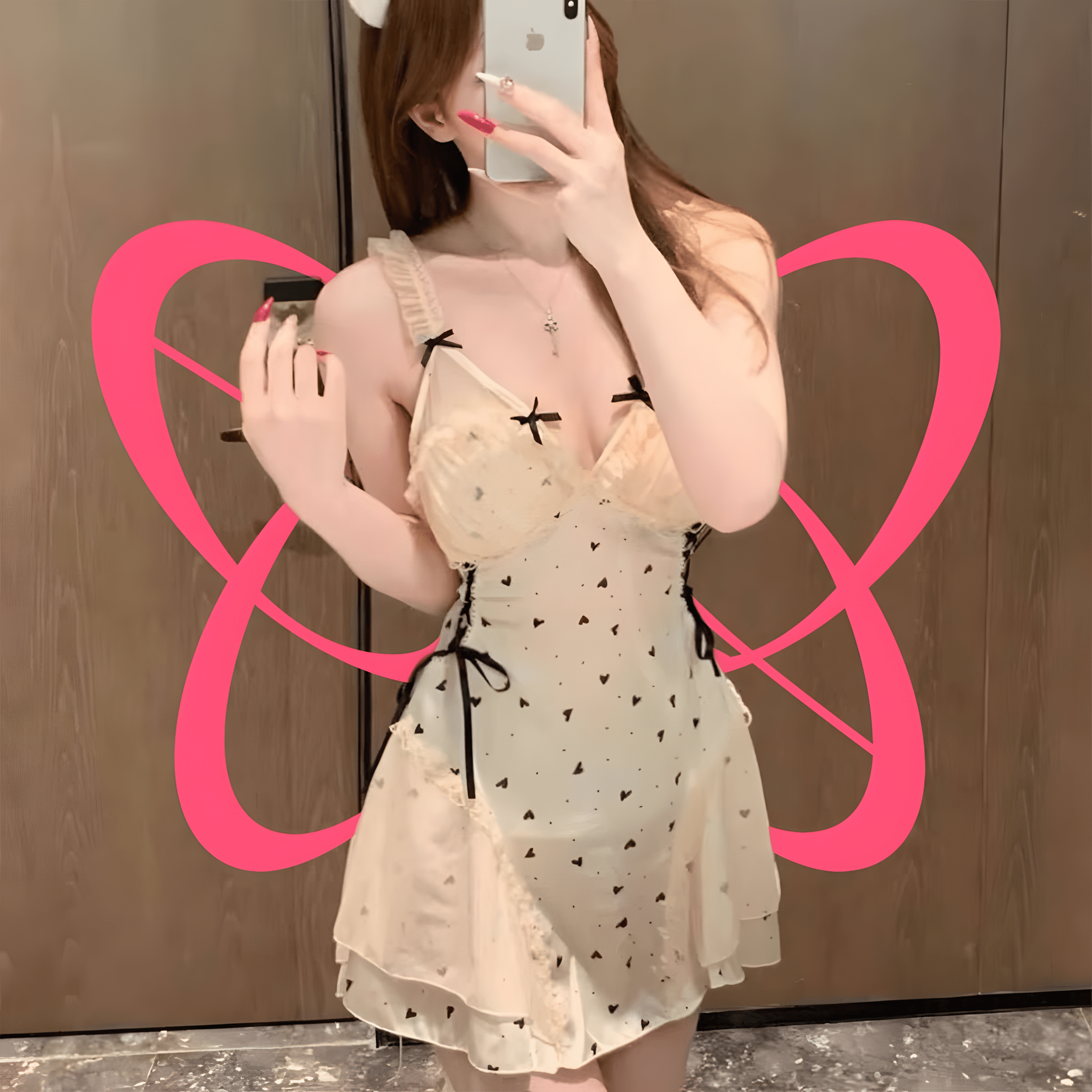 Silk Cute Polka Dot Nightgown - Elustic - 4