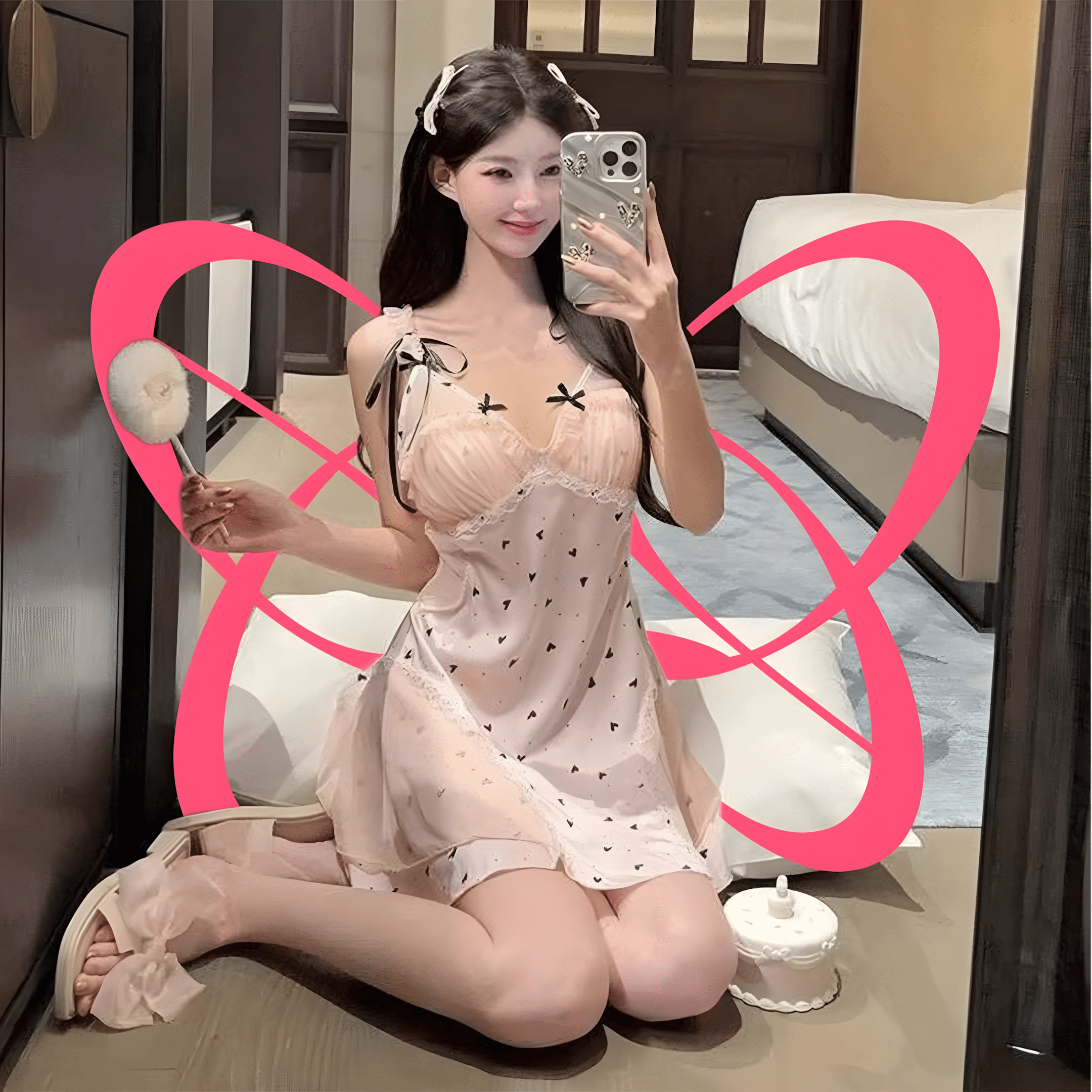 Silk Cute Polka Dot Nightgown - Elustic - 2