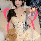 Silk Cute Polka Dot Nightgown - Elustic - 3