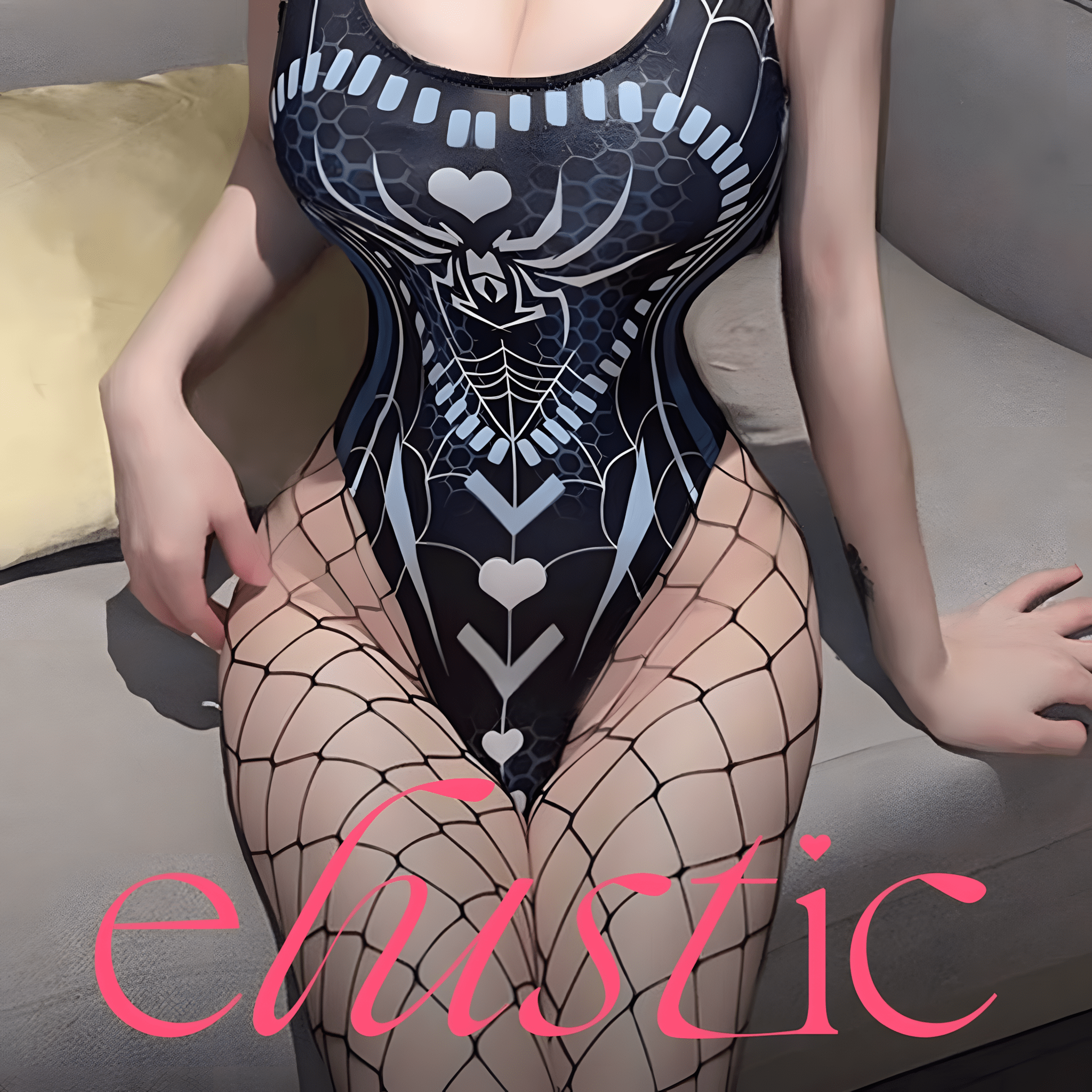Spiderwoman High Cut Bodysuit with Fishnet Detail - Elustic - 3