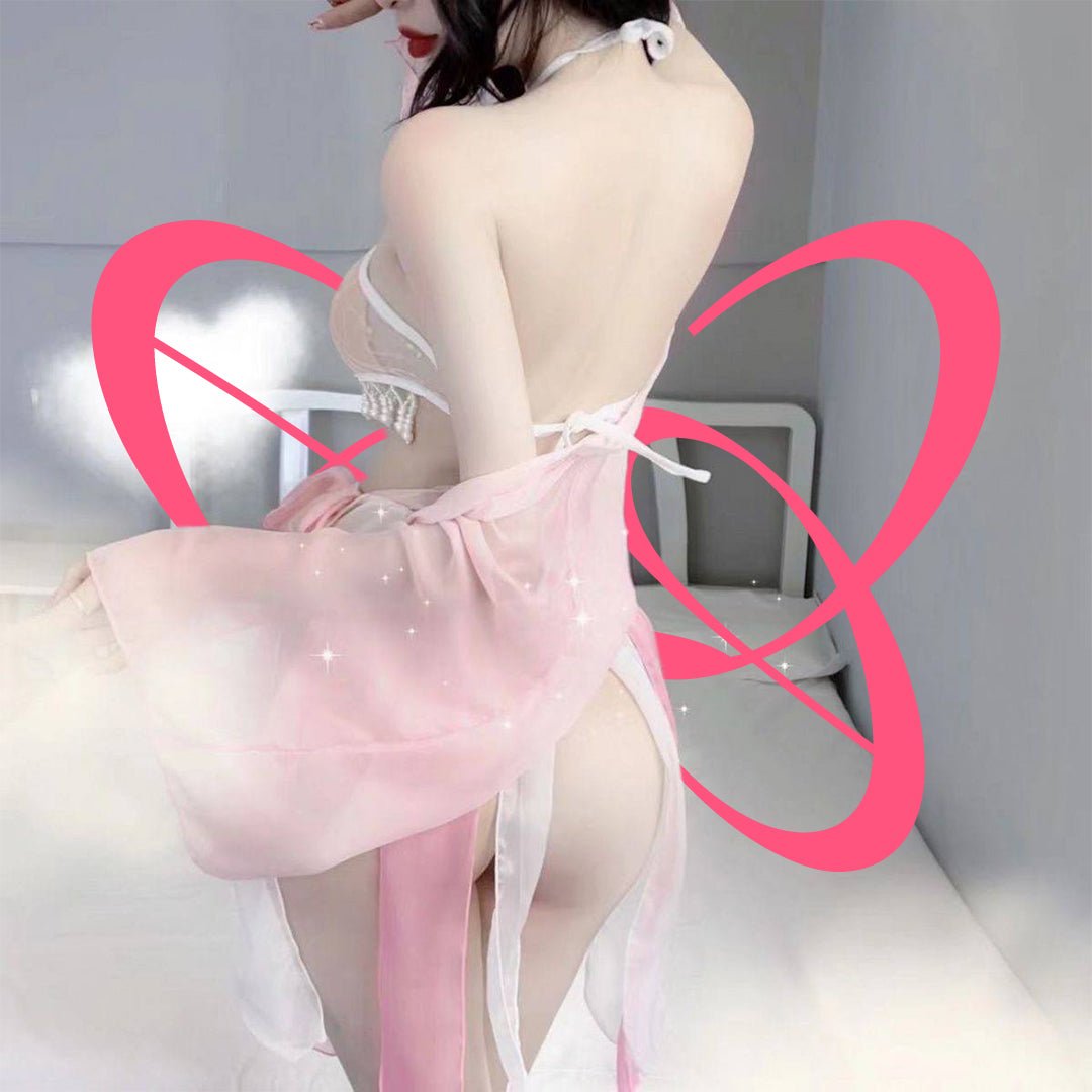Transparent Mesh Ancient - Style Hanfu Sexy Pajamas - Elustic - 2