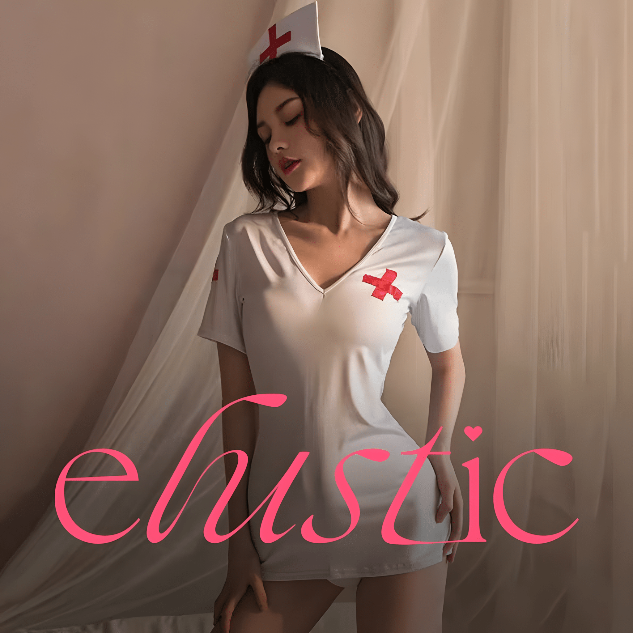 White Nurse Open Back Mini Dress - Elustic - 1